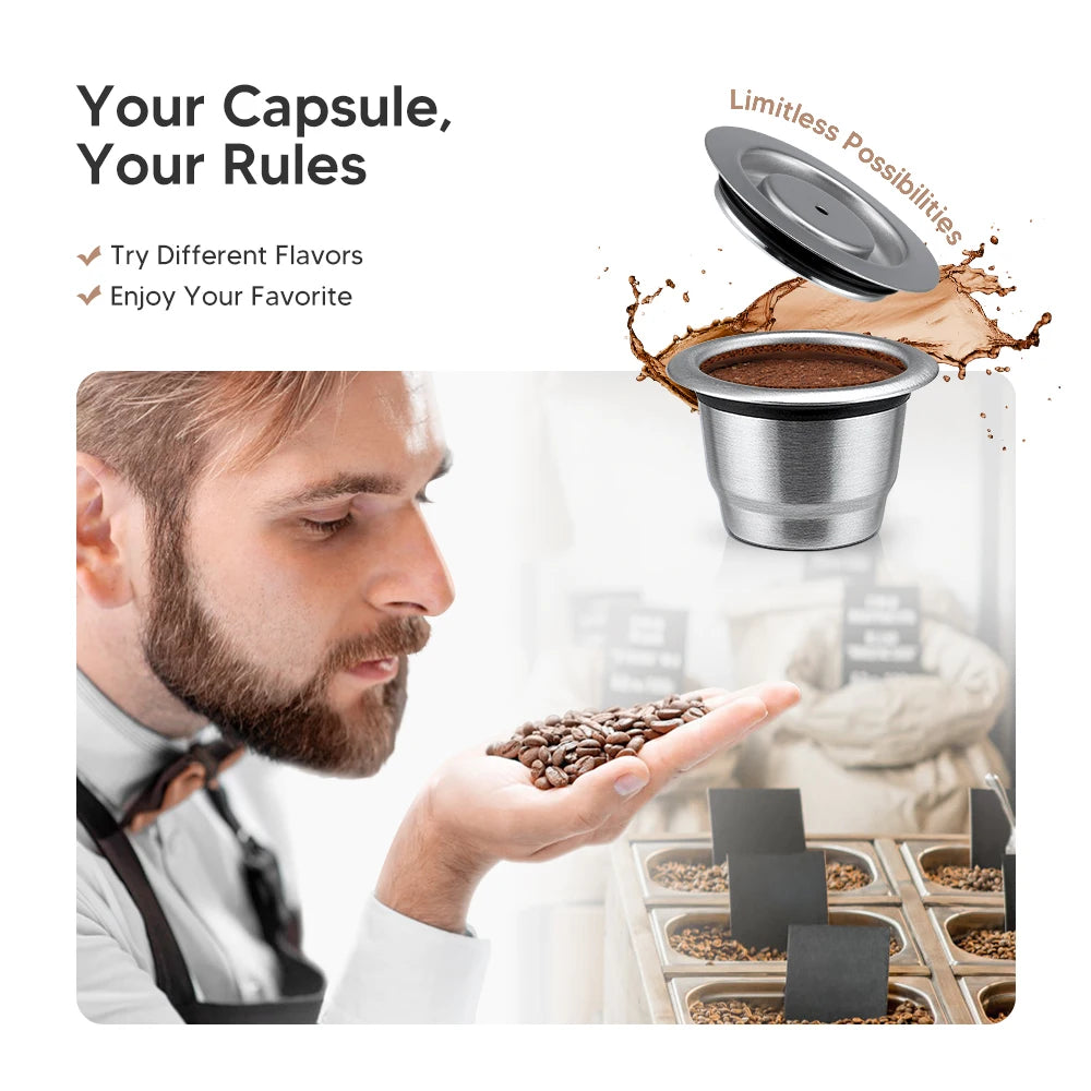 Stainless steel Nespresso refillable coffee pod