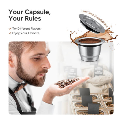 Stainless steel Nespresso refillable coffee pod