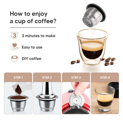 Stainless steel Nespresso refillable coffee pod