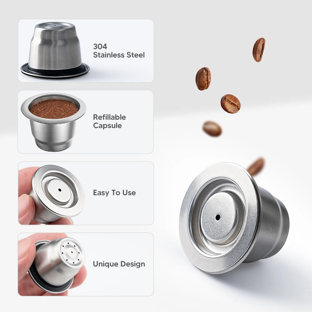 Stainless steel Nespresso refillable coffee pod